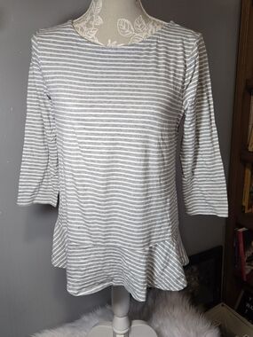 GAP Gray and White Striped Peplum Tunic